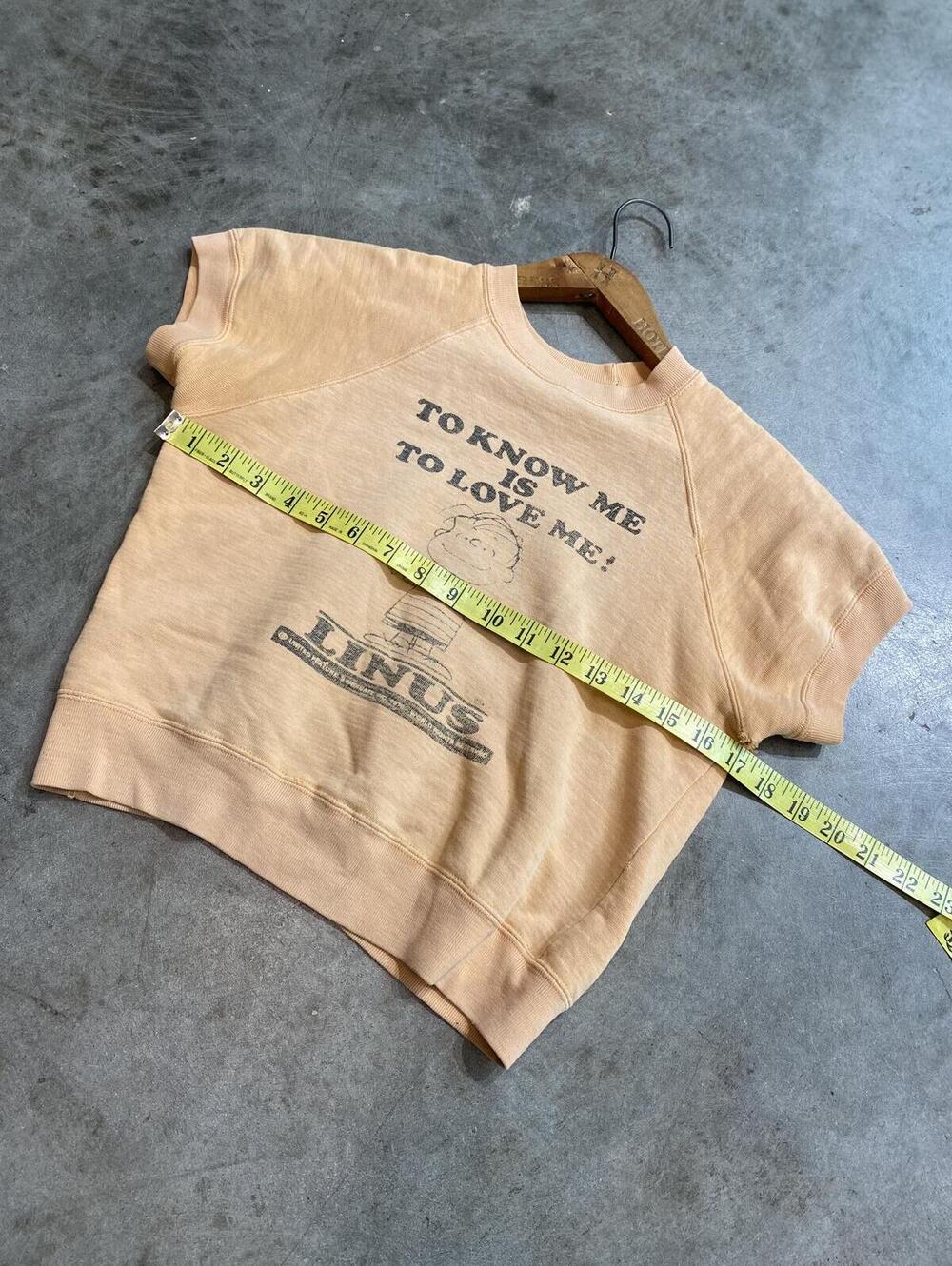 Vintage 1960s Peanuts Linus Sweatshirt KIDS 17X17 vtg 60s distressed faded - Picture 5 of 9